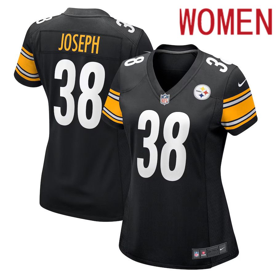 Women Pittsburgh Steelers 38 Karl Joseph Nike Black Game Player NFL Jersey